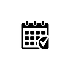 Single Line Art Calendar with Checkmark – Minimal Outline Productivity Icon, Schedule Planner and Task Management Vector Illustration