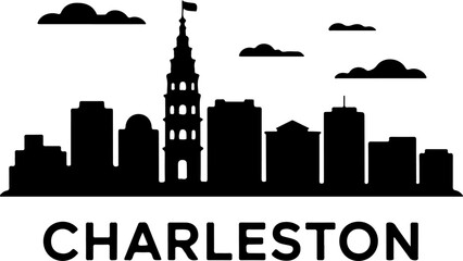 Fototapeta premium Charleston Skyline Vector Silhouette | Black and White Minimal Design