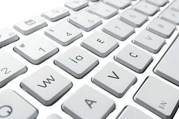 White keyboard keys close up detail shot