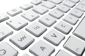 White keyboard keys close up detail shot