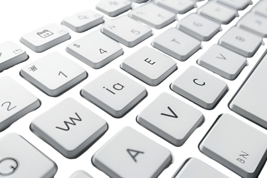 White keyboard keys close up detail shot