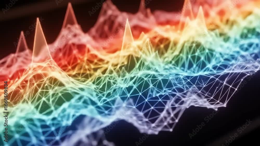 Aufkleber vibrant abstract visualization of sound waves in a colorful spectrum against a dark background