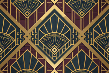 Bold Deco Vintage Wallpaper With Geometric Gol Premium Digital Asset Great for Commercial Projects © Iwan