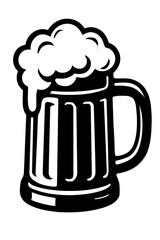 Vector Illustration of a Full Beer Mug with a Frothy Foam Head - Perfect for Bar, Pub, and Brewing Designs.