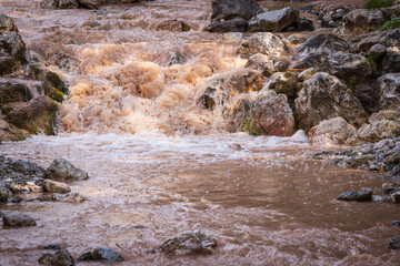 Water flowing in a small mountain river - Italy