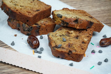 A freshly homemade Loaf Dates Cake