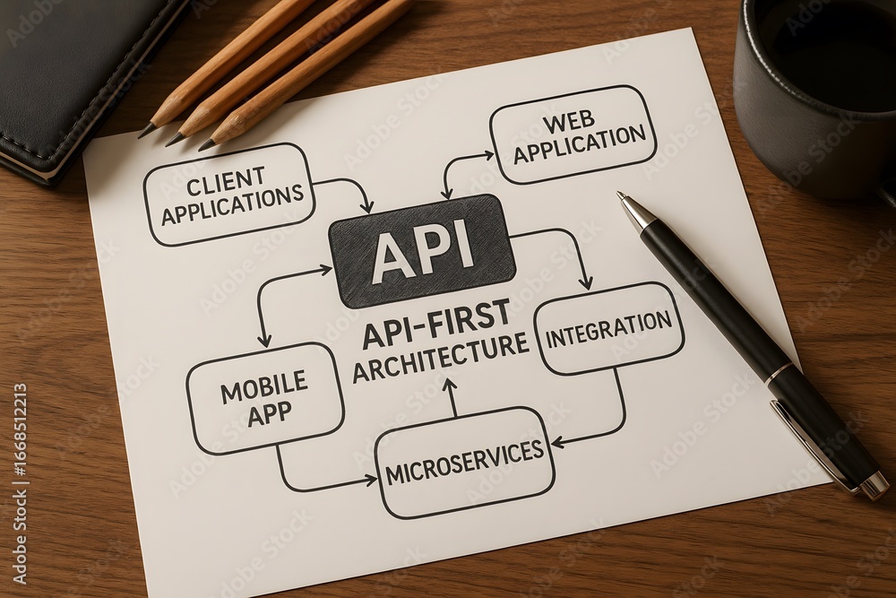 Aufkleber api first architecture diagram for development