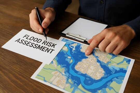Flood risk assessment with city map