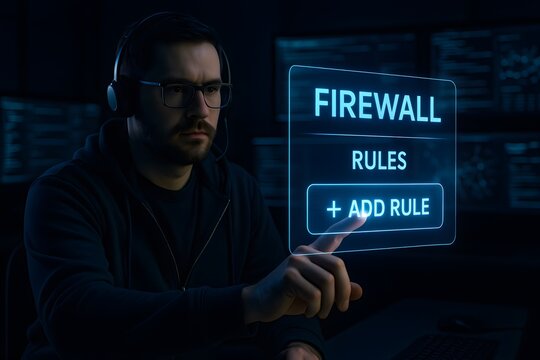 Firewall rule setup in cybersecurity interface
