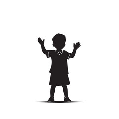 Vector art of silhouette of a young child with arms raised