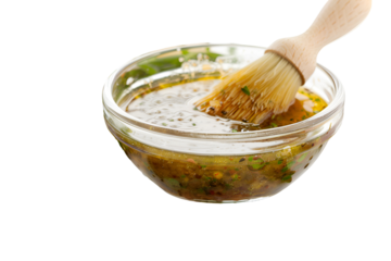 Herb Marinade in Glass Bowl with Pastry Brush