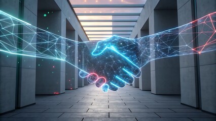 Global financial data network illustrated with a blue business chart on a laptop, depicting worldwide stock market growth and technology