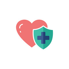 Obraz premium Heart with shield and medical cross symbolizing health protection and care