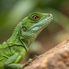 Fototapeta premium Small Green Iguana Closeup