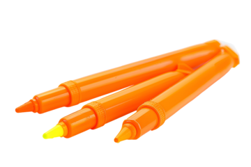 Three Orange Markers Closeup Vivid Colors