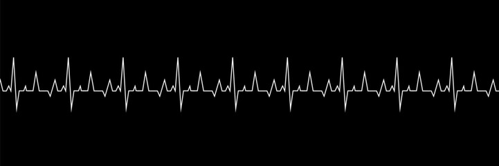 Obraz premium Heart rate vector line icon. Pulse isolated on a black background. Heart rate, cardiogram. Vector illustration for medical offers and websites.