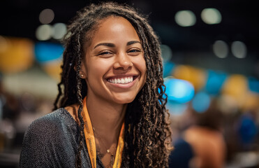 Obraz premium a business person at a trade show, their composed demeanor and professional attire showcasing their commitment to excellence and success in a fast paced industry event.