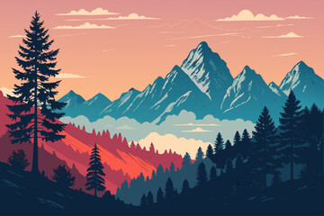 Showcasing Bold Retro Travel With Mountain Beautiful High-Quality Stock Image