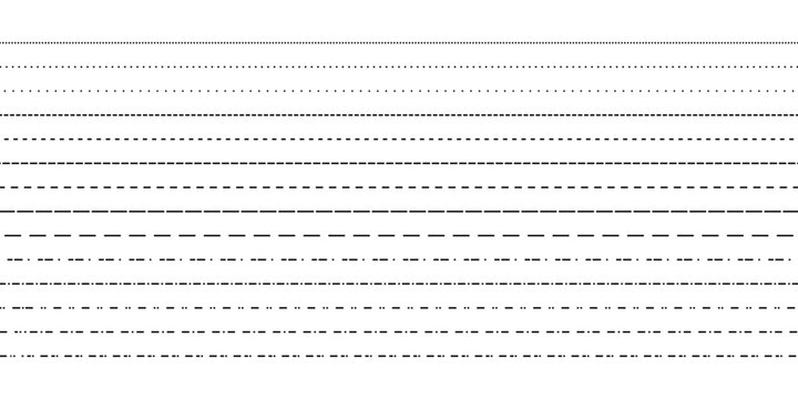 black dotted line set collection isolated on white sewing cutting kit vector design element template sign symbol