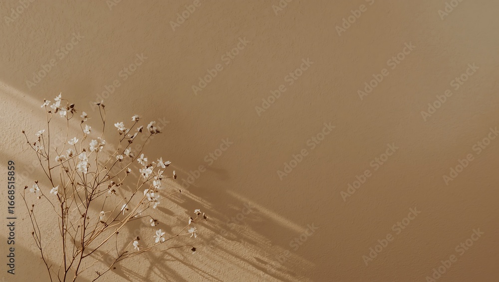 Poster dried flower arrangement on a beige background with soft shadows, creating a minimal and natural sti