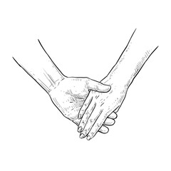 Fototapeta premium couple holding hand vector line art hand drawn illustration