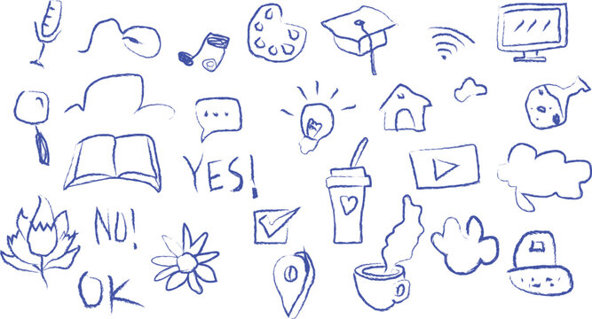 children draw icon set, editable stroke line set children, vignetting, draw, birth, brush, editable, stroke, educational, pen, school and more vector illustration