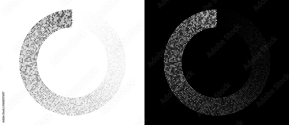 Poster modern abstract background. halftone dots in spiral form. round logo, design element or icon. vector