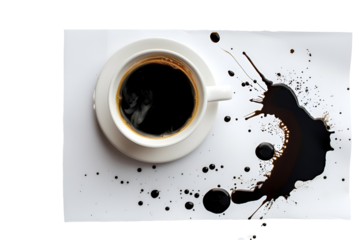 Coffee Spilled on White Background Dark Drink Artistic Mess
