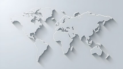 Naklejka premium World map outline with shadows for global business and travel concepts