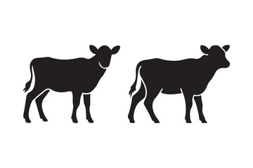Two black cow silhouettes standing side by side