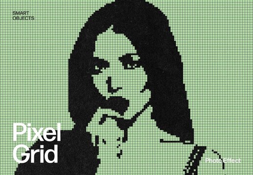 Retro Pixel Grid Photo Effect Template