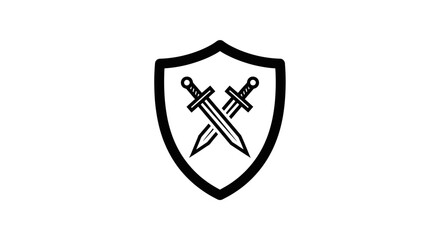 shield with crossed swords medieval emblem, protection, and combat