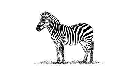 Obraz premium striped zebra in profile, african wildlife, elegant animal illustration, black and white, nature graphic