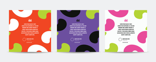 Client testimonial social media post design template, Client review social media post, Customers feedback web banner layout, Marketing post.