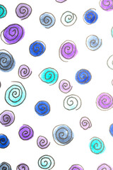 Hand Made Felt Tip Pen Doodle Scribble With Circles Dots and Swirls in Blue and Purple for background