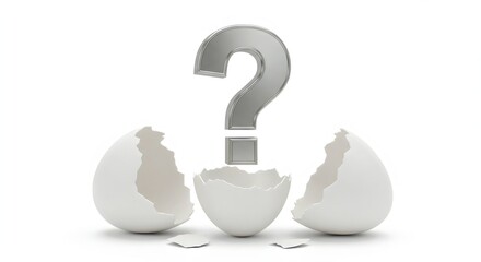Question Mark Hatching from a Broken Eggshell, ideal for themes related to problem-solving, creativity, or mystery