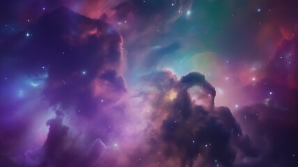 Vibrant and colorful nebula in deep space, a stunning display of cosmic art and celestial beauty in the night sky