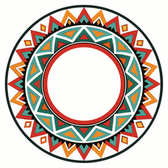 Circular native american inspired geometric pattern frame