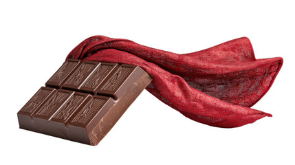 Chocolate Bar with Red Cloth A Delicious and Elegant Treat for the Sweet Tooths Delightful Senses