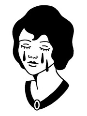 Traditional tattoo illustration of a woman with tears