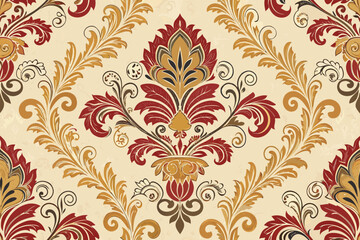 Elegant Seamless Bold Vintage Wallpaper With Ornate Motifs Creative Visual
