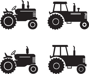 Tractor vector graphics: farm equipment, agricultural machinery clip art eps silhouette