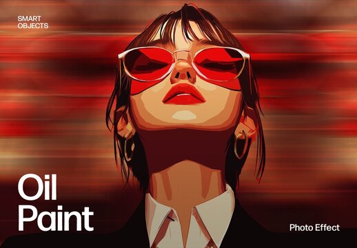 Oil Paint Photo Effect Template, Bold Digital Painting Style Portrait Filter