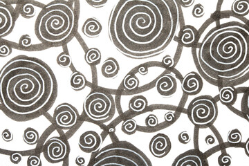 Hand Made Felt Tip Pen Doodle Scribble With Circles Dots and Swirls in Black and White for background