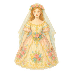 PNG Vintage floral bride illustration