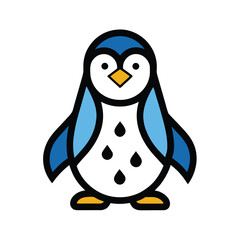 Vector art of charming cartoon penguin with blue wings and black dots