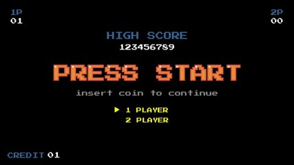 PRESS START INSERT A COIN TO CONTINUE. Retro Arcade Pixel Art Game Menu with High Score Display .pixel art .8 bit game. retro game. for game assets on black background - Powered by Adobe