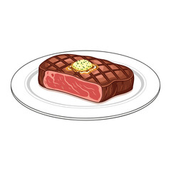 Beef steak on a white plate