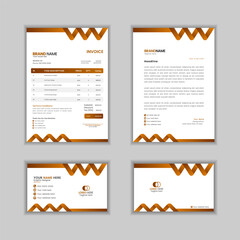 Corporate Business Stationery Set Invoice Letterhead Business Card and Card Design