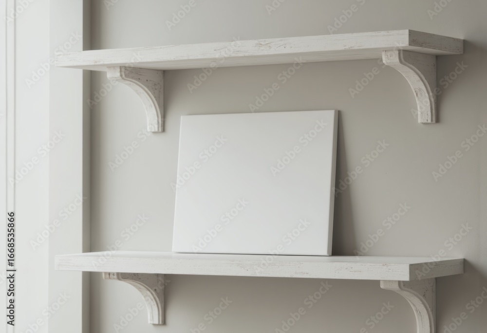 Poster elegant shelf end panel with brackets, perfect for home decor and organization